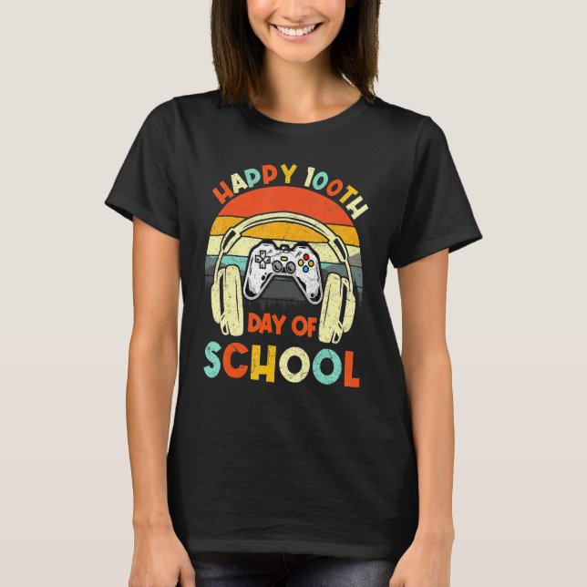 Camiseta Level 100 Days Of School Unlocked Gaming Shirts, V (Frente)