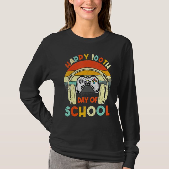 Camiseta Level 100 Days Of School Unlocked Gaming Shirts, V (Frente)