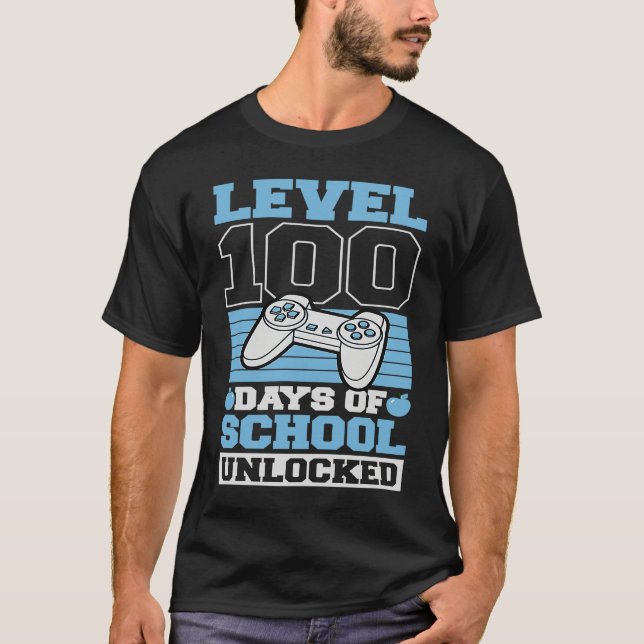 Camiseta Level 100 Days Of School Unlocked Video Games Game (Frente)