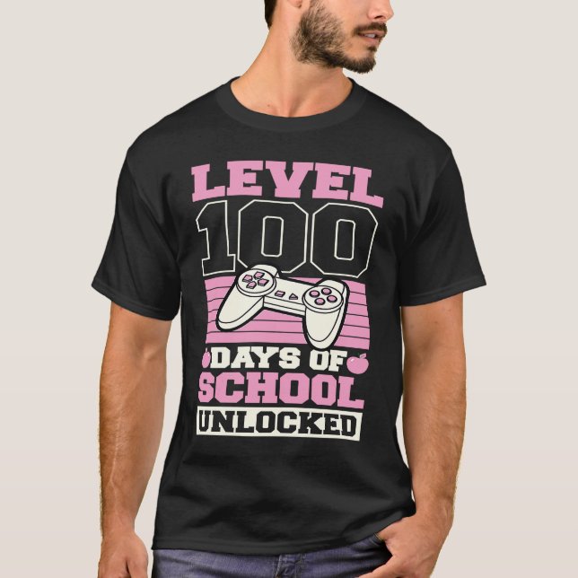 Camiseta Level 100 Days Of School Unlocked Video Games Game (Frente)