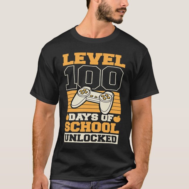 Camiseta Level 100 Days of School Unlocked Video Games Game (Frente)