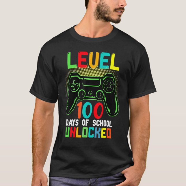 Camiseta LEVEL 100 DAYS OF SCHOOL Video Game Teachers Stude (Frente)