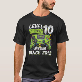 Camiseta Level 10 Unlocked Awesome 2012 10Th Birthday Boy V
