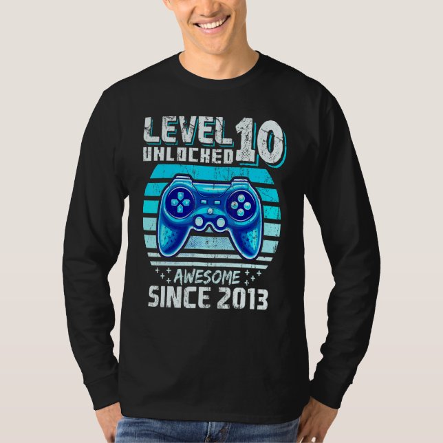 Camiseta Level 10 Unlocked Awesome 2013 Video Game 10th Bir (Frente)