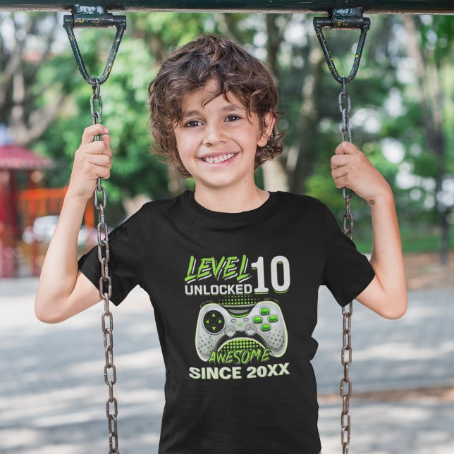 Camiseta Level 10 Unlocked - Fun Birthday 10 Gamer  (Criador carregado)