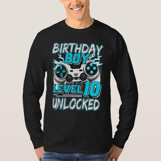 Camiseta Level 10 Unlocked Video Game Birthday Gamer Boys (Frente)