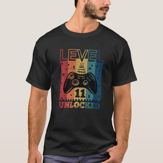Camiseta Level 11 Unlocked   11 Years Old Video Gamer Birth (Frente)