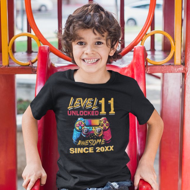 Camiseta Level 11 Unlocked - Fun Birthday 11 Gamer  (Criador carregado)