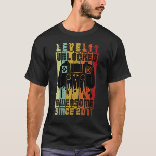 Camiseta Level 11 Unlocked Since 2011 Birthday Gamer