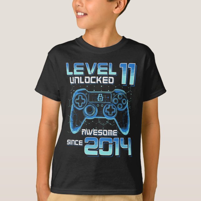 Camiseta Level 11 Unlocked Video Game Party 11th Birthday G (Frente)