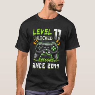 Camiseta Level 11 Unlocked Video Gamer 11 Yrs Old 11 Birth