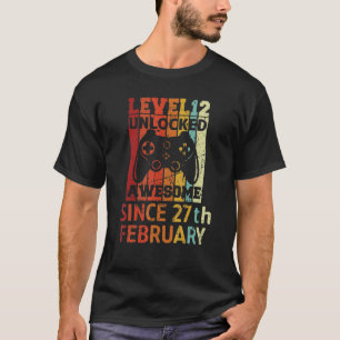 Camiseta Level 12 Unlocked Awesome Since 27th February Birt