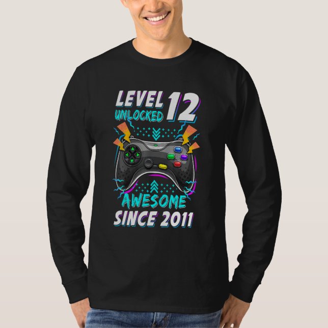 Camiseta Level 12 Unlocked  Gamer 12th Bday Boy 12 Year Old (Frente)