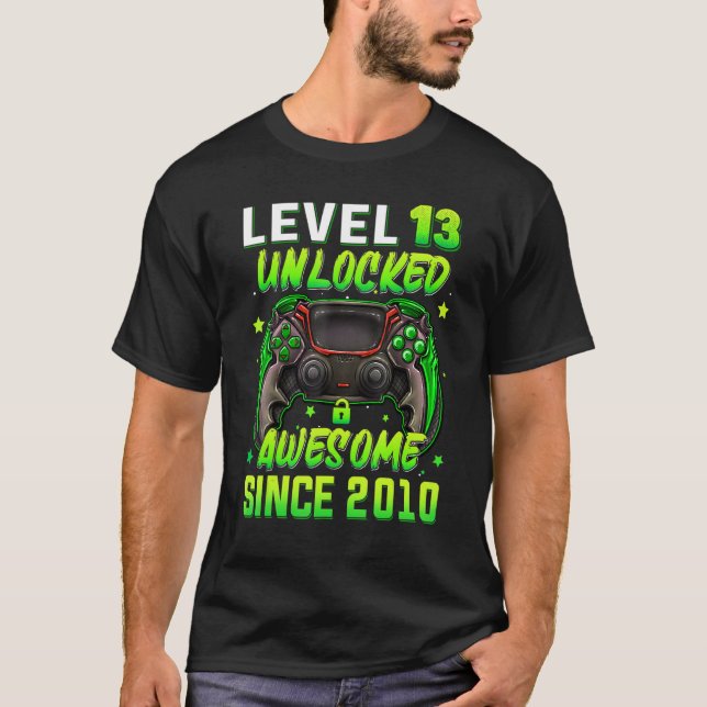 Camiseta Level 13 Unlocked Video Game 13th Birthday Gamer B (Frente)