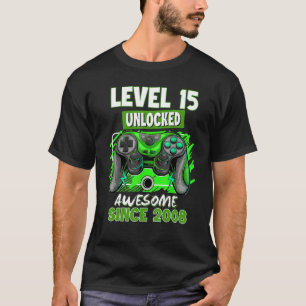 Camiseta Level 15 Unlocked Awesome 2008 Video Game 15th Bir