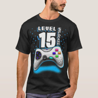 Camiseta Level 15 Unlocked Retro Video Game 15th Birthday G