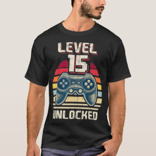 Camiseta Level 15 Unlocked Video Game 15th Birthday Gamer B