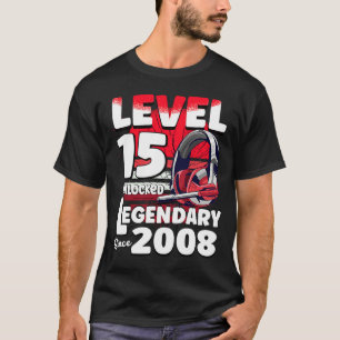 Camiseta Level 15 years old Unlocked Since 2008 15th Gamer