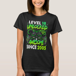 Camiseta Level 18 Unlocked Awesome Since 2005 18th Birthday
