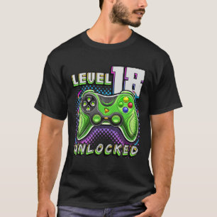 Camiseta Level 18 Unlocked Video Game 18Th Birthday Gamer B