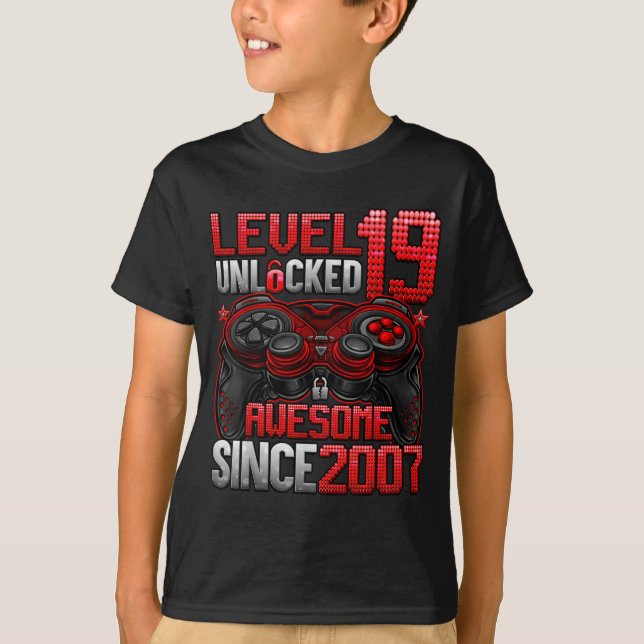 Camiseta Level 19 Unlocked 19 Year Old Boys 19th Birthday B (Frente)