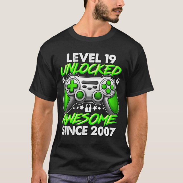 Camiseta Level 19 Unlocked 19 Year Old Boys 19th Birthday B (Frente)