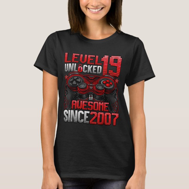 Camiseta Level 19 Unlocked 19 Year Old Boys 19th Birthday B (Frente)
