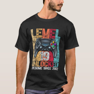 Camiseta Level 19 Unlocked Awesome Since 2002 19th Birthday