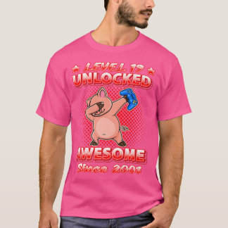 Camiseta Level 19 Unlocked Gamers Born 2003 Dabbing Pig 19t