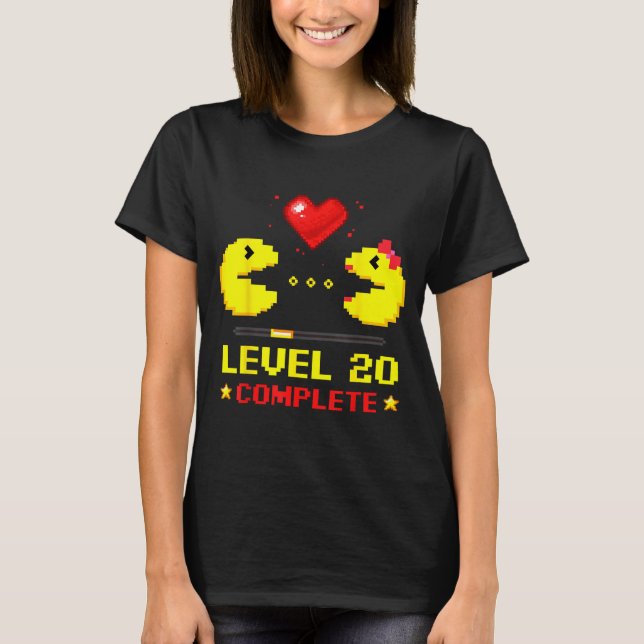 Camiseta Level 20 Complete Gamers 20th Wedding Anniversary  (Frente)