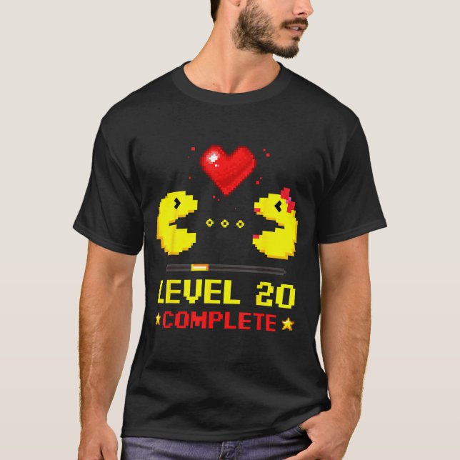 Camiseta Level 20 Complete Gamers 20th Wedding Anniversary  (Frente)
