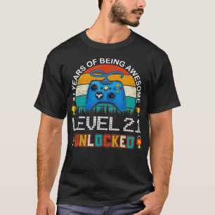 Camiseta Level 21 Unlocked 21st Birthday Gamer Graphic Plus