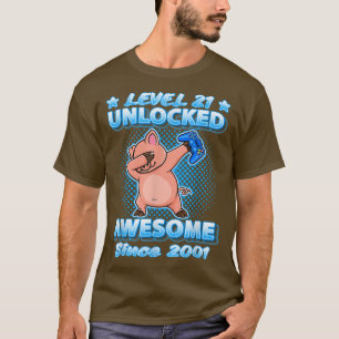 Camiseta Level 21 Unlocked Gamers Born 2001 Dabbing Pig 21s