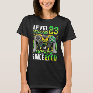Camiseta Level 23 Unlocked Awesome Since 2000 23rd Birthday