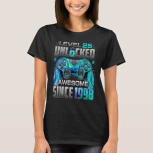 Camiseta Level 25 Unlocked Awesome Since 1998 25th Birthday