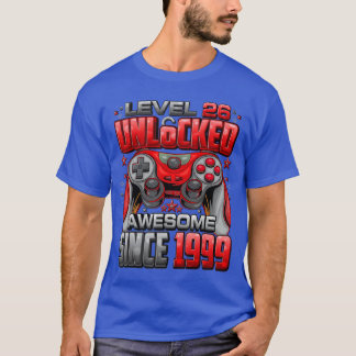 Camiseta Level 26 Unlocked Awesome Since 1999 26th Birthday