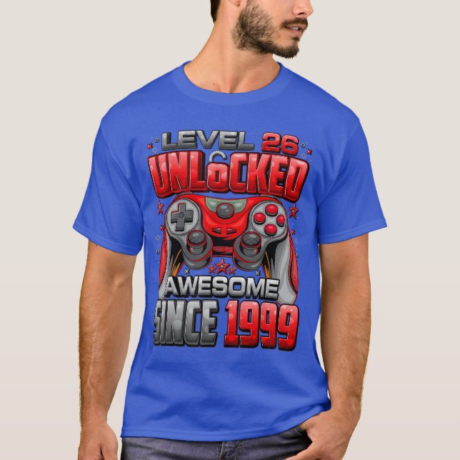 Camiseta Level 26 Unlocked Awesome Since 1999 26th Birthday (Frente)