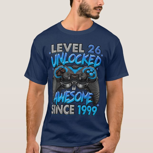 Camiseta Level 26 Unlocked Awesome Since 1999 26th Birthday (Frente)