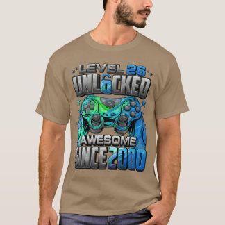 Camiseta Level 26 Unlocked Awesome Since 2000 26th Birthday