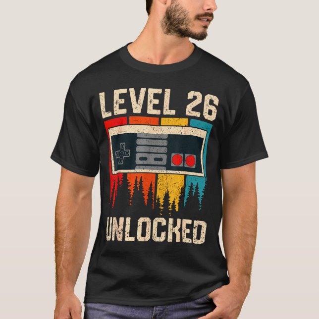 Camiseta Level 26 Unlocked Video Game Controller Birthday M (Frente)