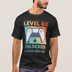 Camiseta Level 2 Unlocked 2nd Birthday Girls Boys Since 20