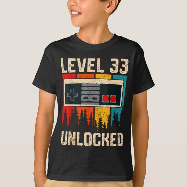 Camiseta Level 33 Unlocked Video Game Controller Birthday M (Frente)