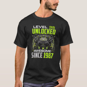 Camiseta Level 35 Unlocked Awesome Since 1987 35Th Birthday