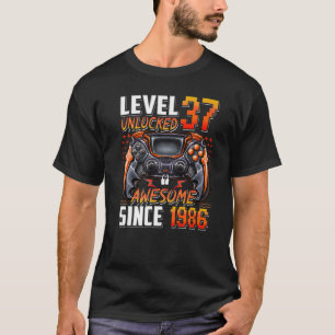 Camiseta Level 37 Unlocked Awesome Since 1986 37th Birthday