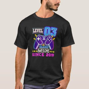 Camiseta Level 3 Unlocked Awesome Since 2019 Gaming 3rd Bir