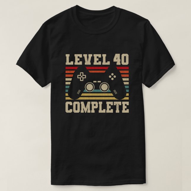 Camiseta Level 40 Complete 40th Anniversary Video Gamer  (Frente do Design)