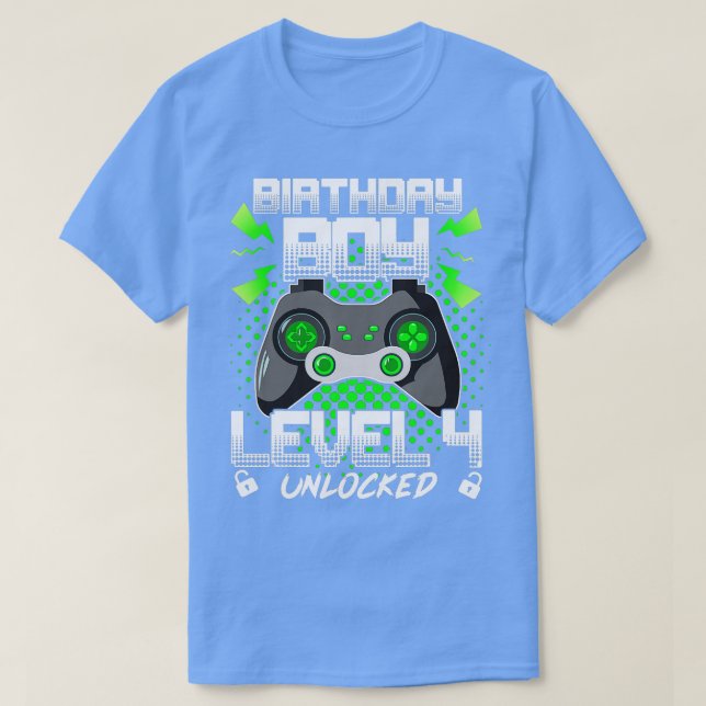 Camiseta Level 4 Unlocked  4th Birthday Gift Video Game Lov (Frente do Design)