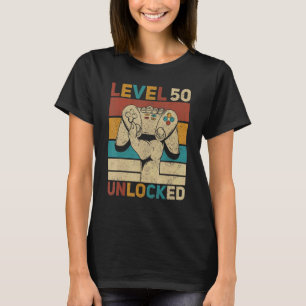 Camiseta Level 50 Unlocked 50th Birthday 50 Years Old Gamer