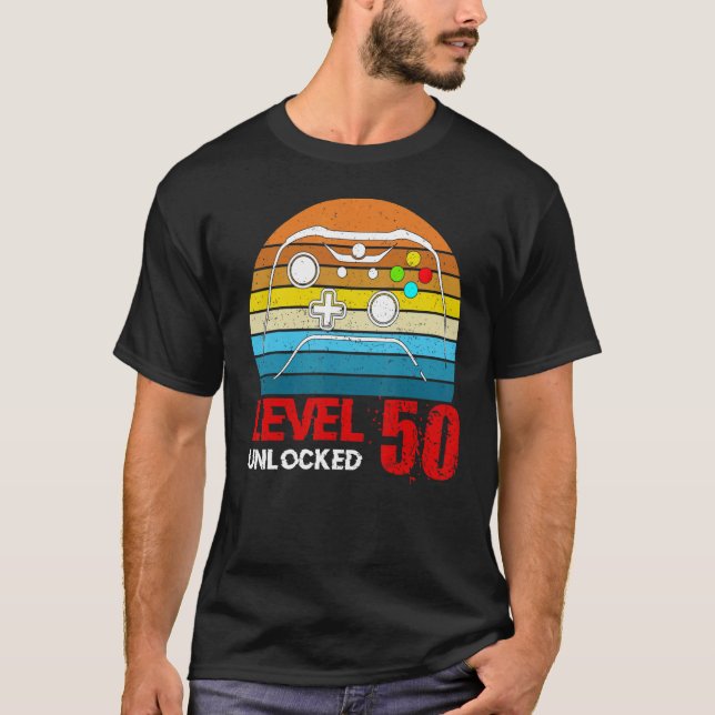 Camiseta Level 50 Unlocked Video Gamer 50th Birthday Men Wo (Frente)