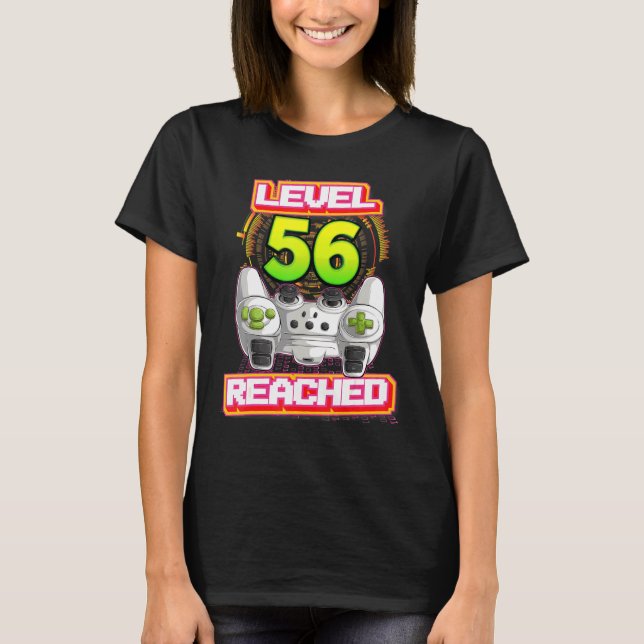 Camiseta Level 56 Reached Gamer 56th Birthday Video Gaming  (Frente)